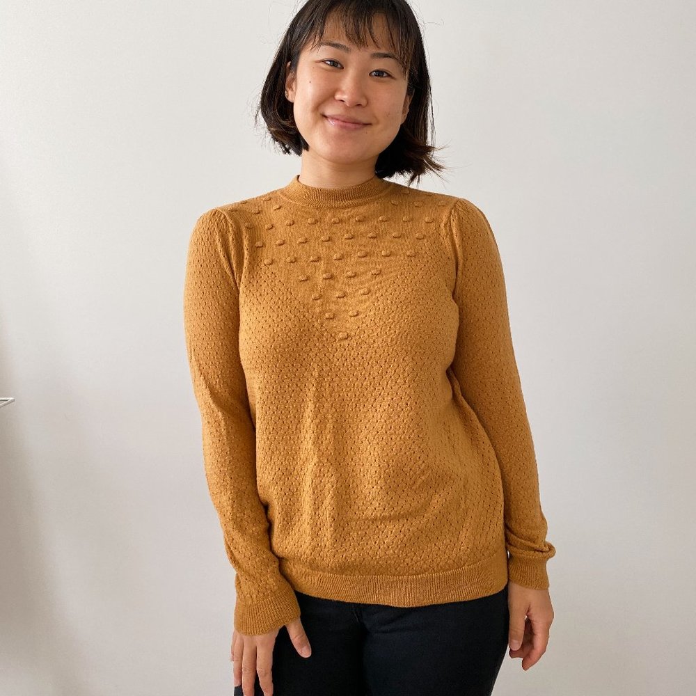 Sézane Knit Mock Neck Knit Sweater in Mustard